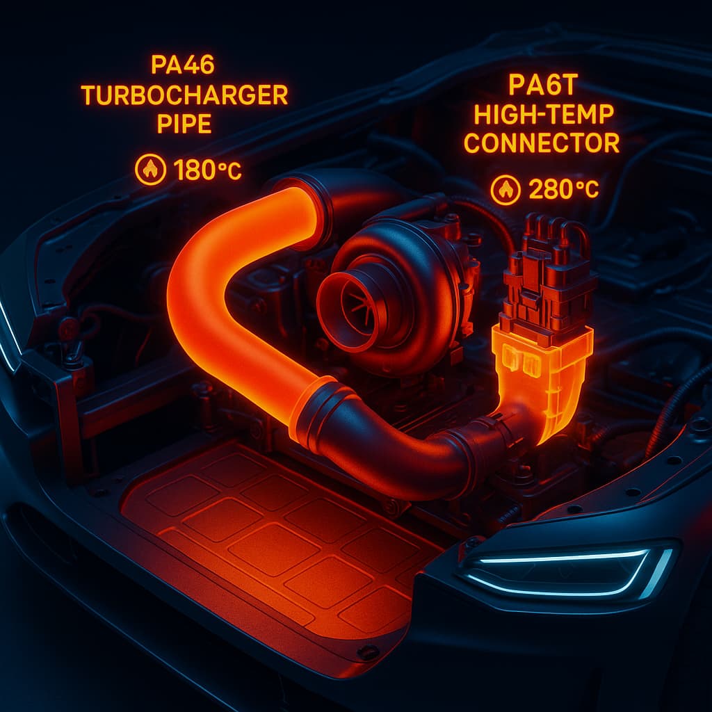 Nylon Retardante de Chamas: Aplicações de Nylons Resistentes a Altas Temperaturas (PA46/PA6T) na Indústria Automotiva