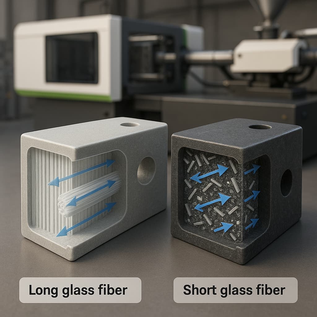 Nylon reforçado com fibra de vidro longa vs. fibra de vidro curta: comparação completa de desempenho mecânico e diferenças de processamento