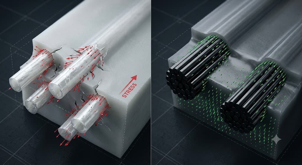 comparison of GF vs CF reinforced PA66 nylon carbon fiber reinforced